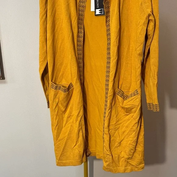 Antthony Mustard Knit cardigan with matching skirt NWT L - Picture 4 of 15